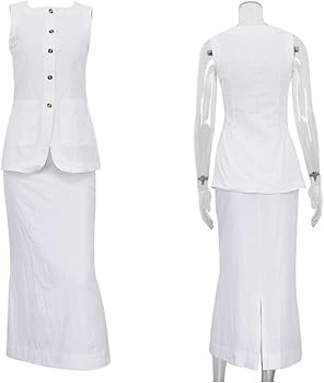 LXYZXZ Long Linen Waistcoat Vest for Women Summer Casual High Neck